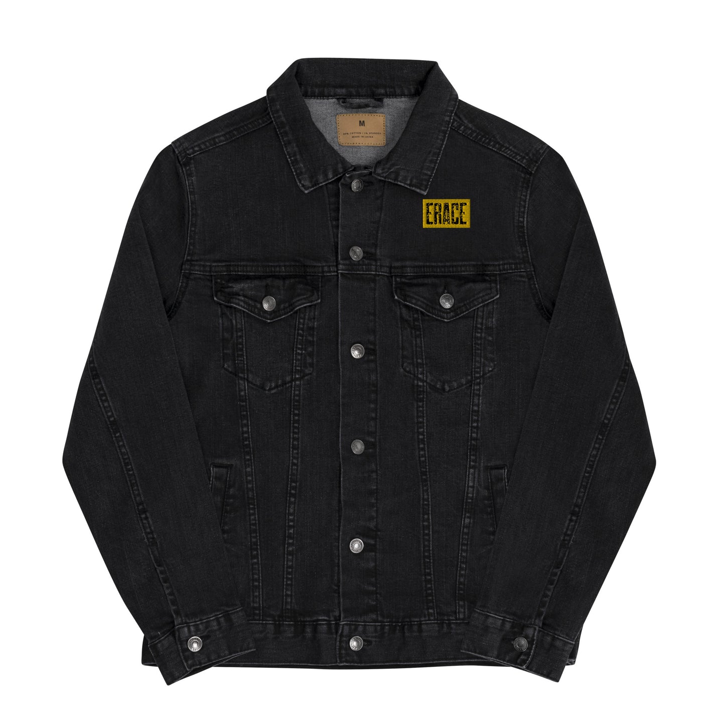 Yellow & Black Erace Logo Unisex Denim Jacket