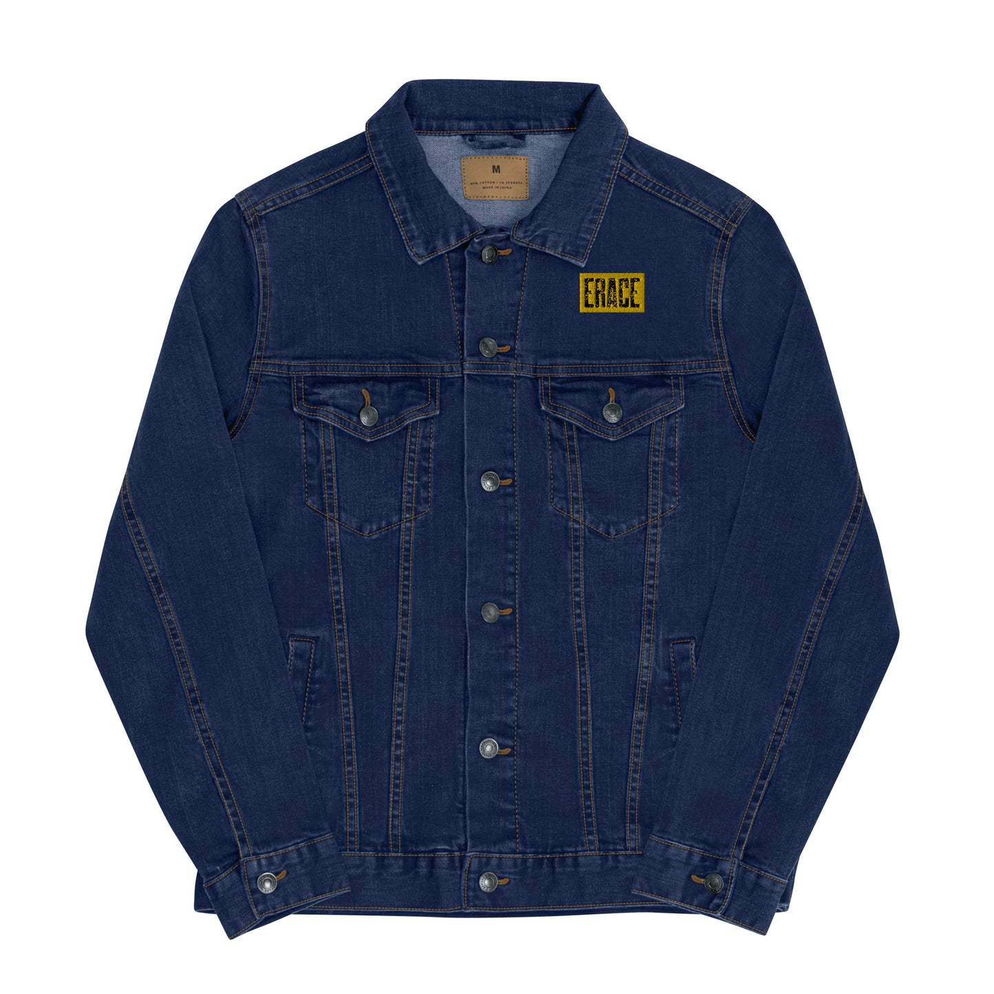 Yellow & Black Erace Logo Unisex Denim Jacket